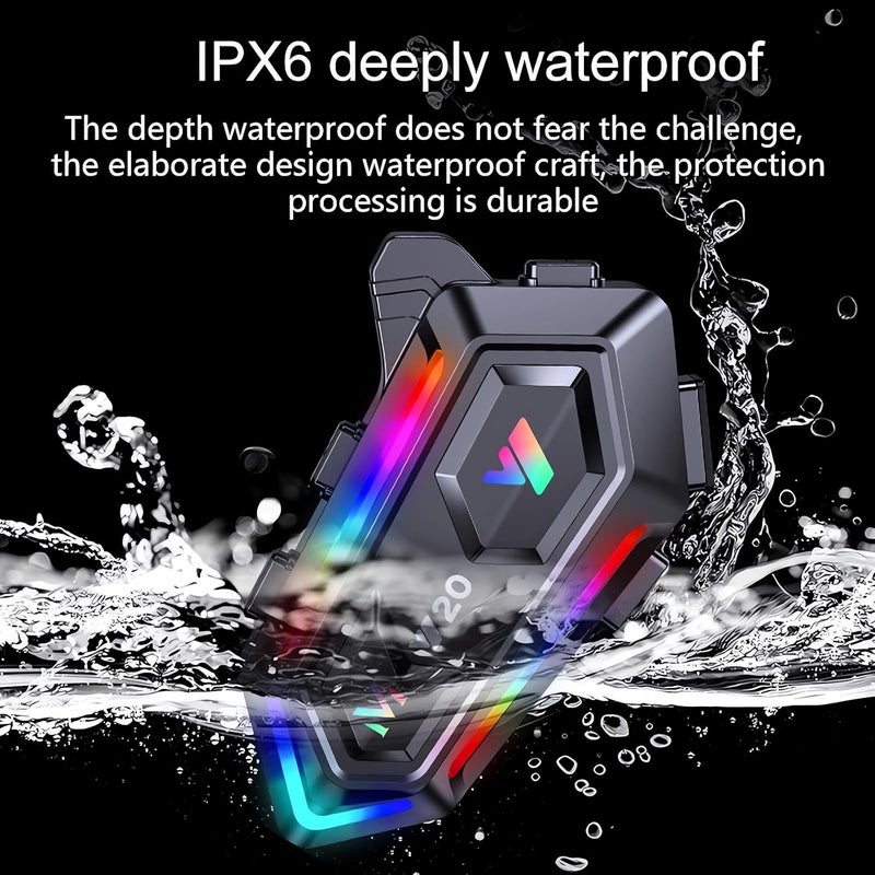 FEYA Motorcycle Helmet Speakers with 16-Types RGB Dazzling Lights High Battery Life Motorcycle Headphones Dual Noise Reduction/Automatic Answer/Call Music Control/Wake up Siri/IPX6 - Image 5